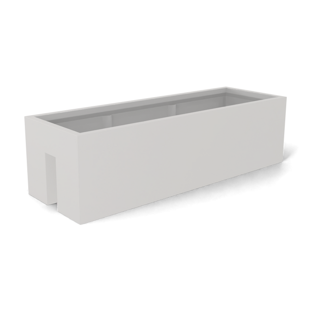 Tiergarden railing fiberglass planter in Matte Cement Grey, 36 × 12 × 10 in, studio render