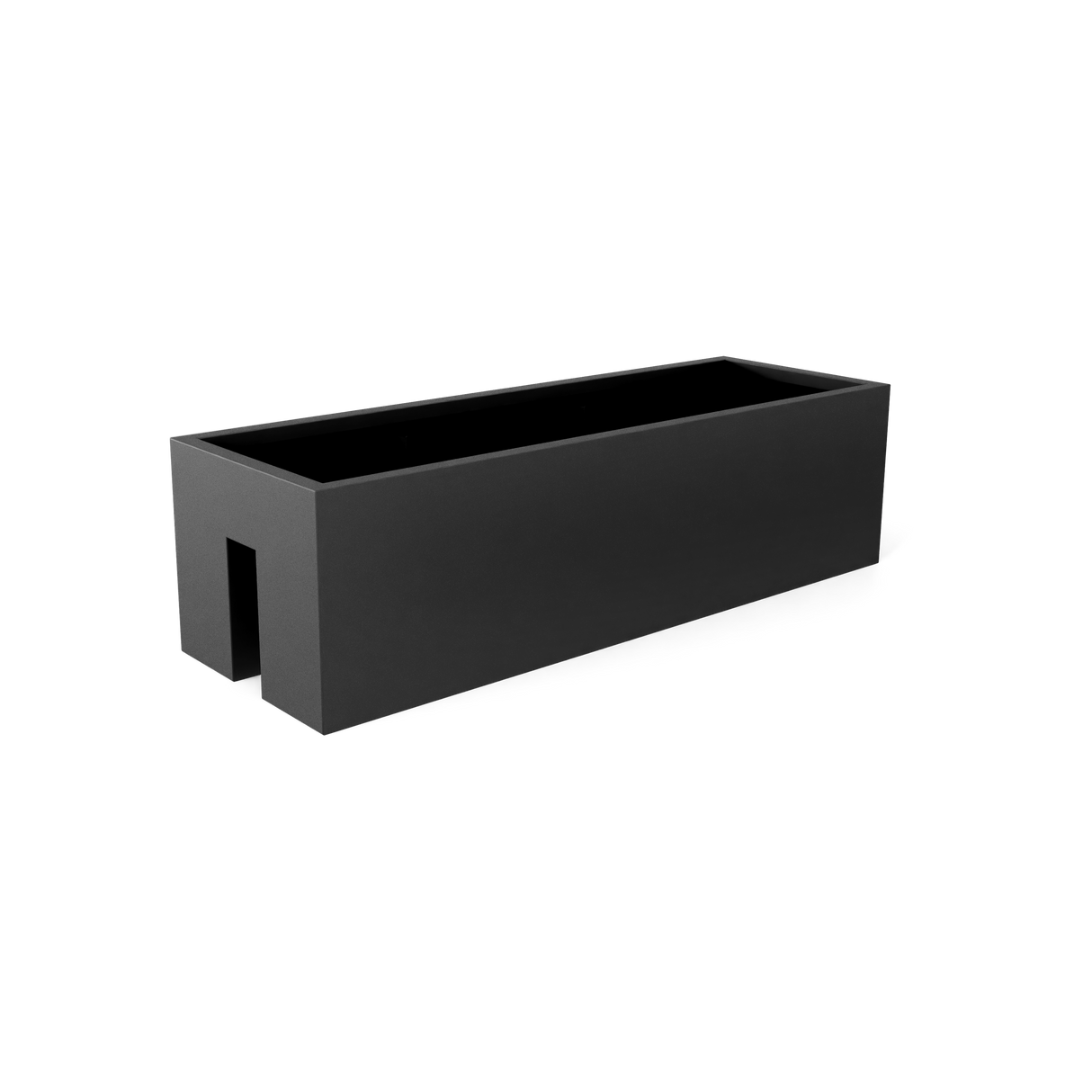 Tiergarden railing fiberglass planter in Matte Gunmetal