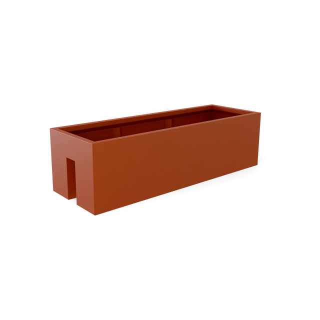 Tiergarden railing fiberglass planter in Matte Terra Cotta