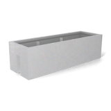 Tiergarden railing fiberglass planter in Metallic Silver, 36 × 12 × 10 in, studio render