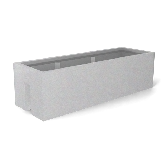 Tiergarden railing fiberglass planter in Metallic Silver, 36 × 12 × 10 in, studio render