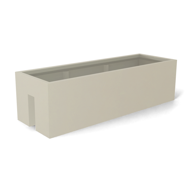 Tiergarden railing fiberglass planter in Satin Beige, 36 × 12 × 10 in, studio render