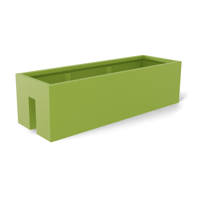 Tiergarden railing fiberglass planter in Satin Green, 36 × 12 × 10 in, studio render