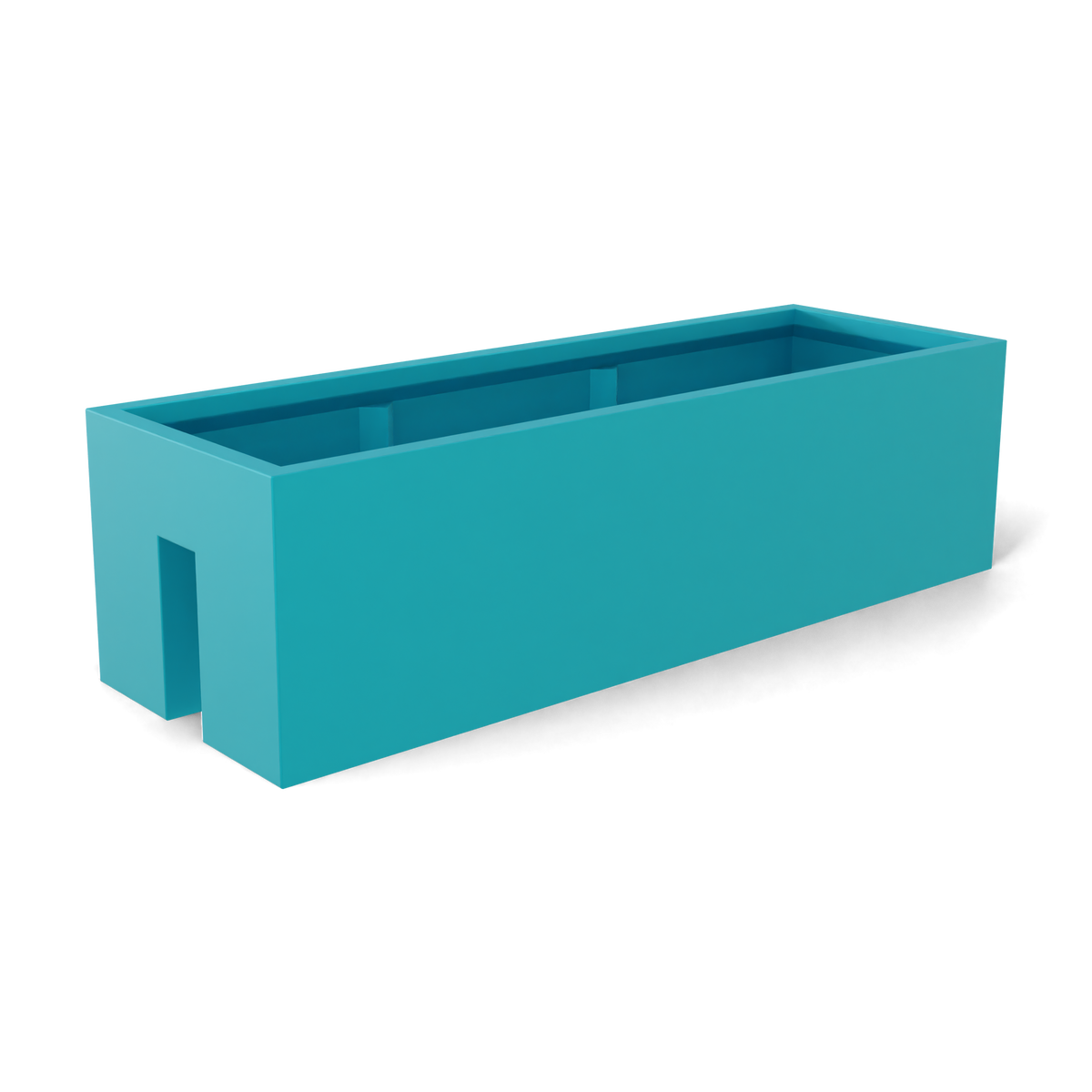 Tiergarden railing fiberglass planter in Satin Seafoam Green, 36 × 12 × 10 in, studio render