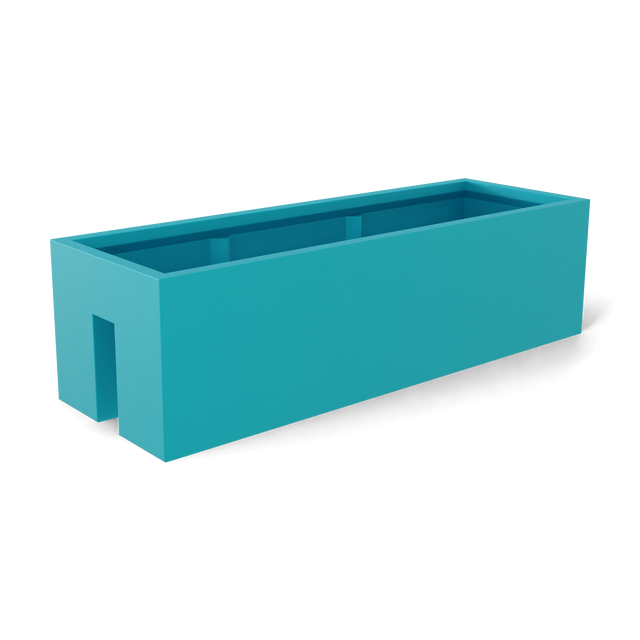 Tiergarden railing fiberglass planter in Satin Seafoam Green, 36 × 12 × 10 in, studio render
