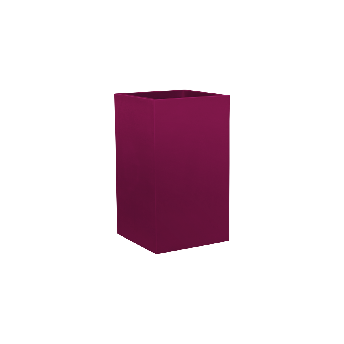 Tolga corner fiberglass planter in Gloss Eggplant, 16 × 16 × 24 in, studio render