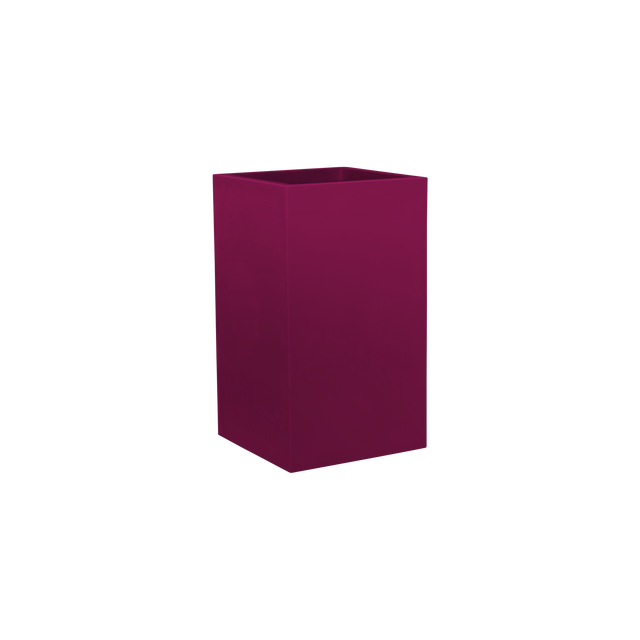 Tolga corner fiberglass planter in Gloss Eggplant, 16 × 16 × 24 in, studio render