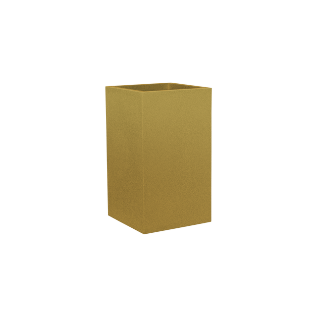 Tolga corner fiberglass planter in Gloss Metallic Gold, 16 × 16 × 24 in, studio render