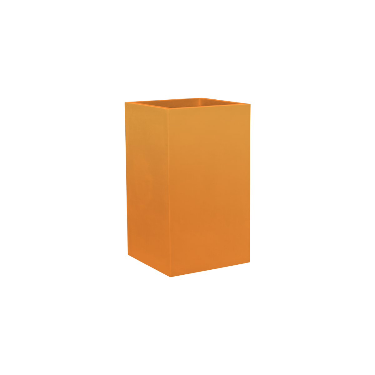Tolga corner fiberglass planter in Gloss Tangerine, 16 × 16 × 24 in, studio render