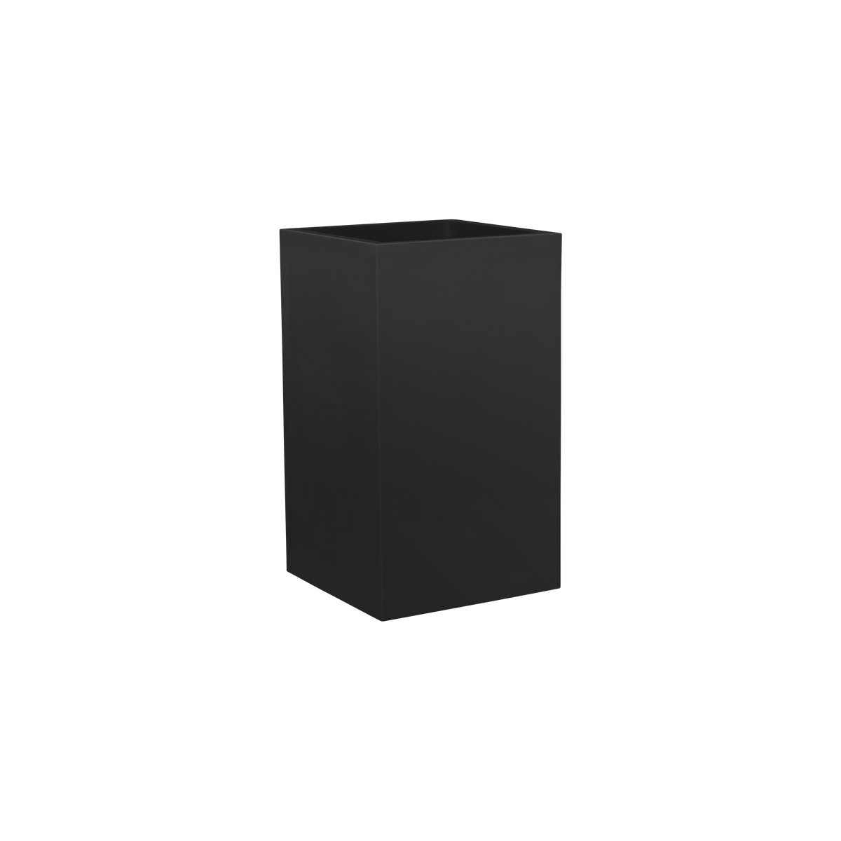 Tolga corner fiberglass planter in Matte Black, 16 × 16 × 24 in, studio render