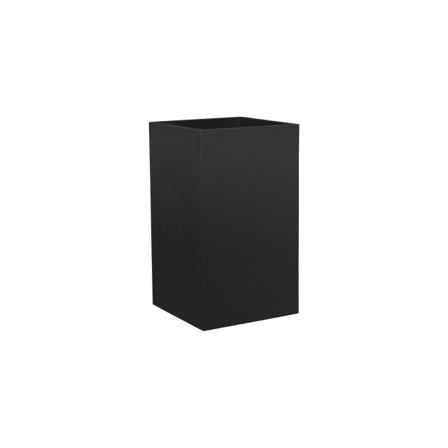 Tolga corner fiberglass planter in Matte Black, 16 × 16 × 24 in, studio render