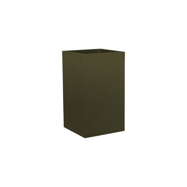 Tolga corner fiberglass planter in Matte Bronze, 16 × 16 × 24 in, studio render