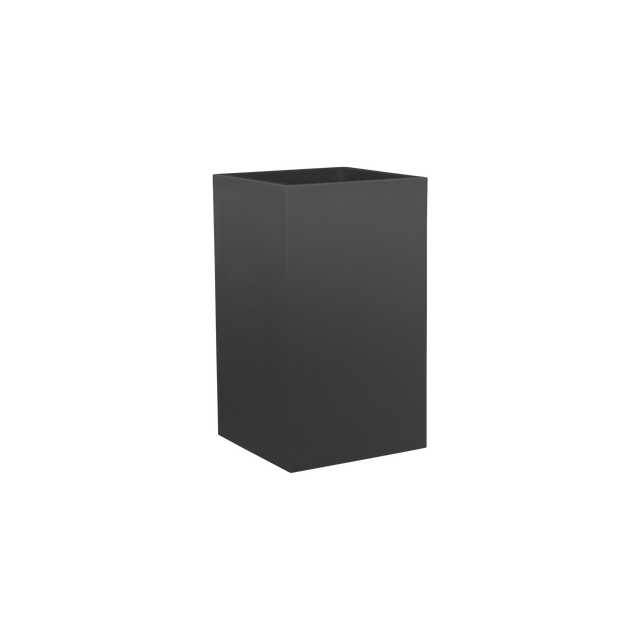 Tolga corner fiberglass planter in Matte Charcoal, 16 × 16 × 24 in, studio render