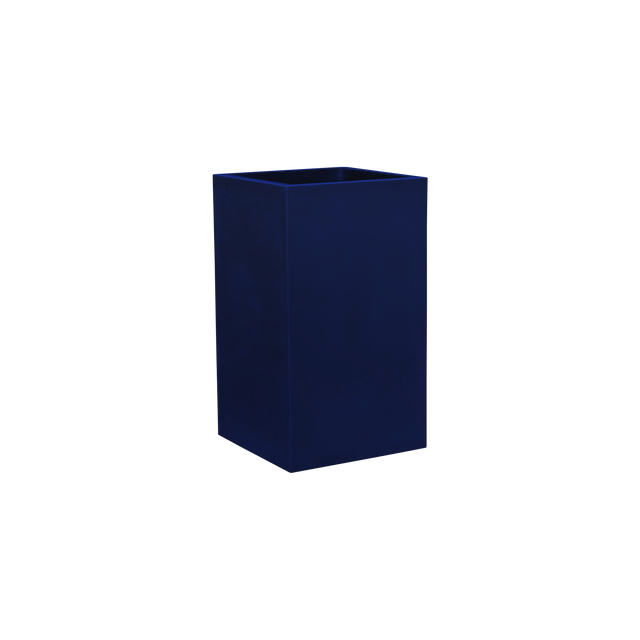 Tolga corner fiberglass planter in Matte Cobalt Blue, 16 × 16 × 24 in, studio render