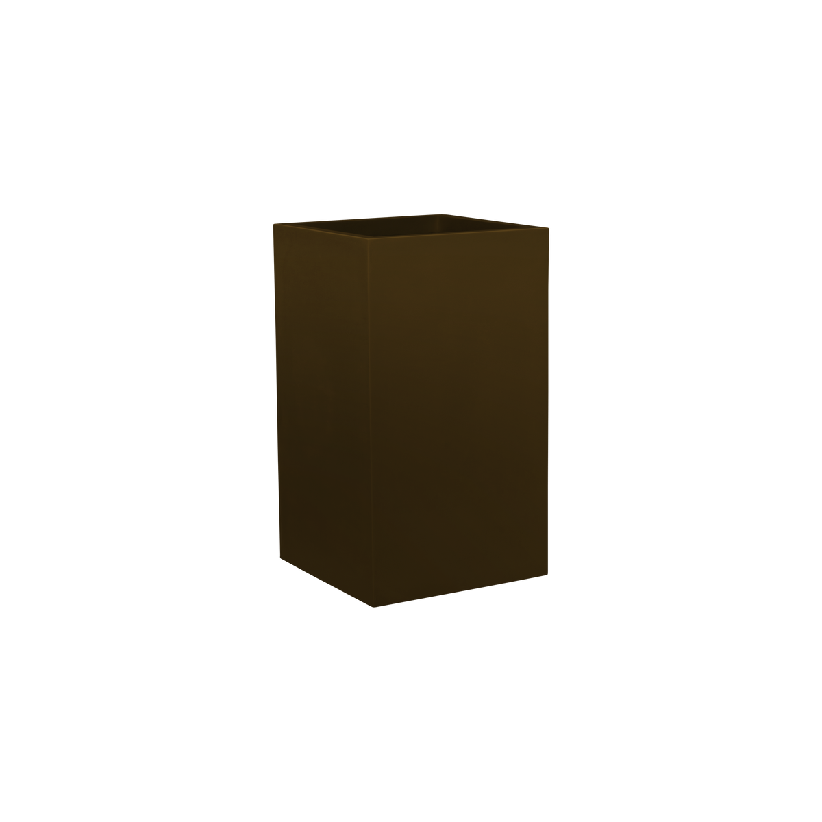 Tolga corner fiberglass planter in Matte Dark Brown, 16 × 16 × 24 in, studio render