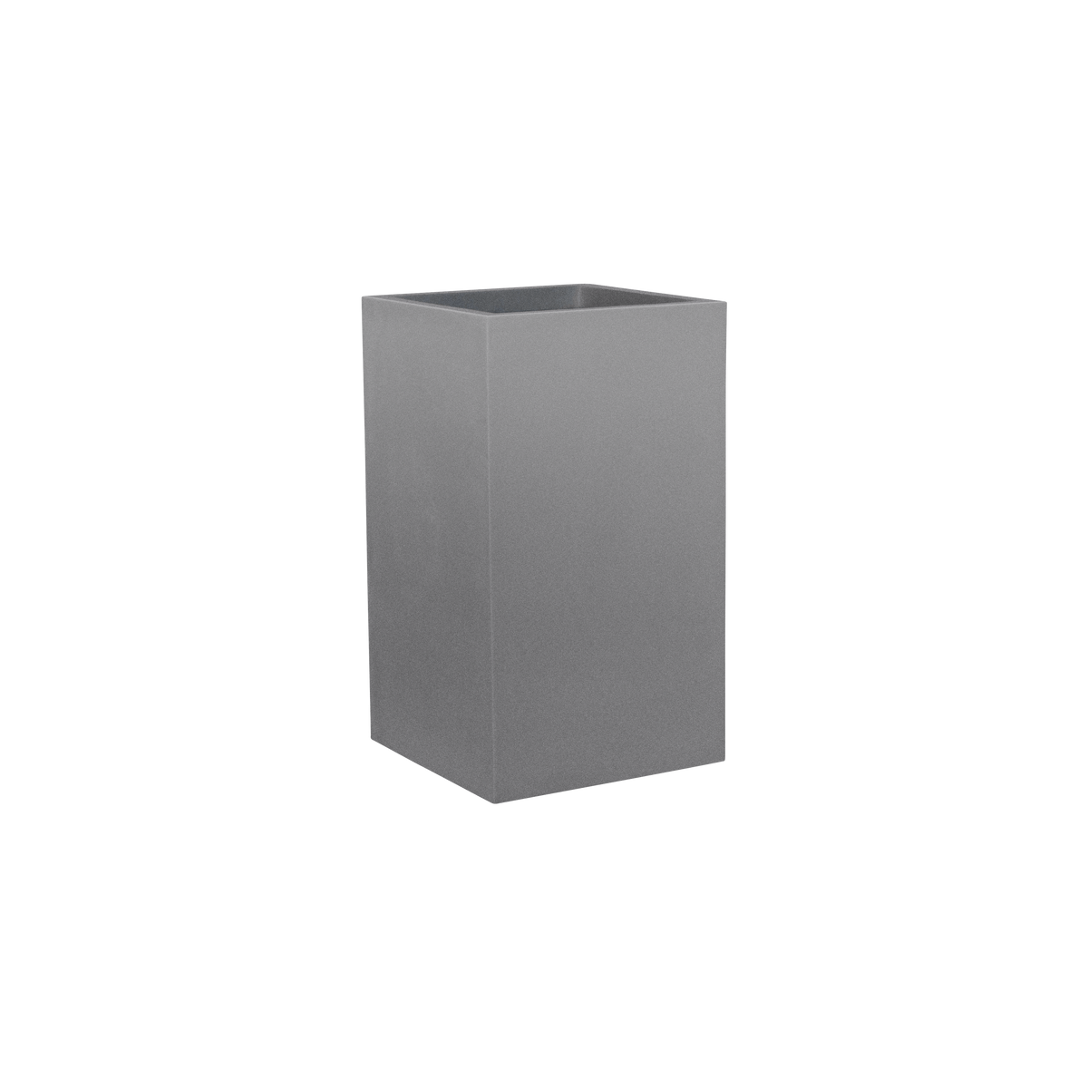 Tolga corner fiberglass planter in Matte Gunmetal, 16 × 16 × 24 in, studio render