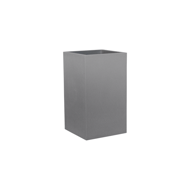 Tolga corner fiberglass planter in Matte Gunmetal, 16 × 16 × 24 in, studio render