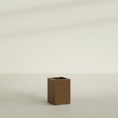 Tolga corner fiberglass planter in Metallic Bronze