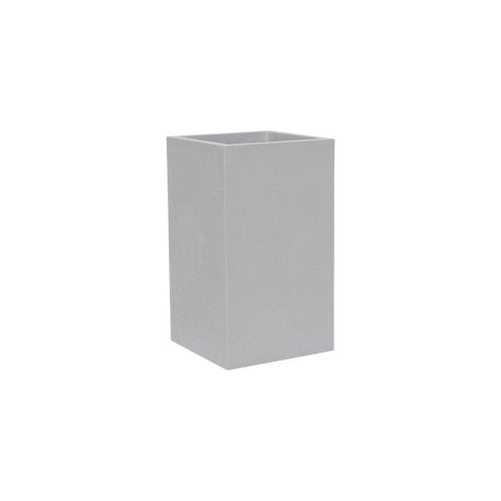 Tolga corner fiberglass planter in Metallic Silver, 16 × 16 × 24 in, studio render