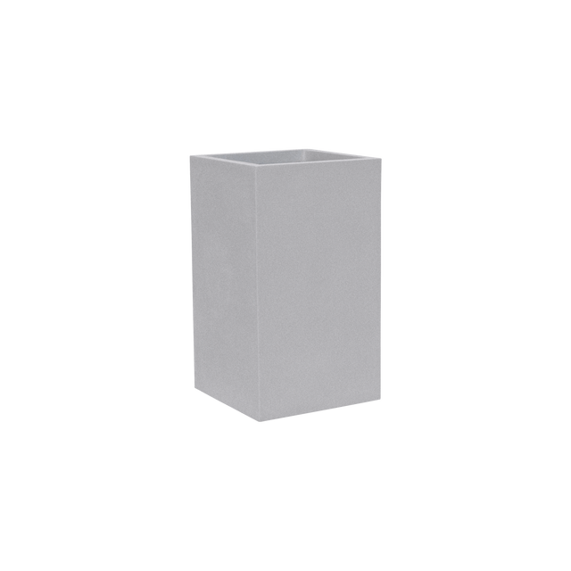 Tolga corner fiberglass planter in Metallic Silver, 16 × 16 × 24 in, studio render