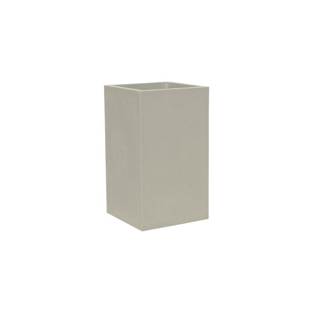 Tolga corner fiberglass planter in Satin Beige, 16 × 16 × 24 in, studio render