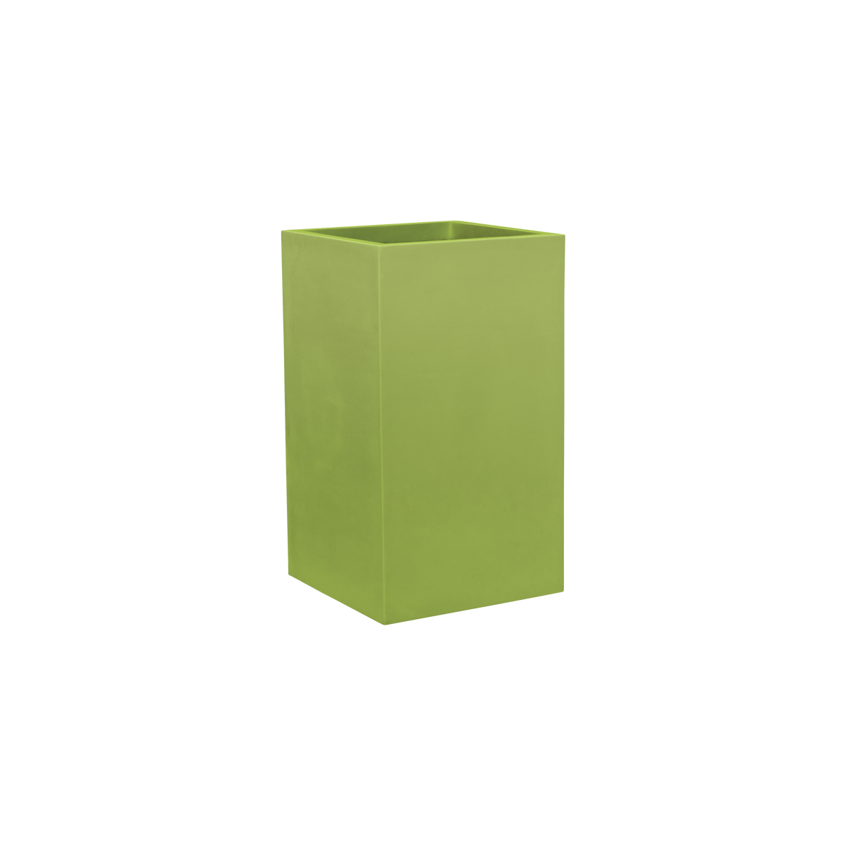 Tolga corner fiberglass planter in Satin Green, 16 × 16 × 24 in, studio render