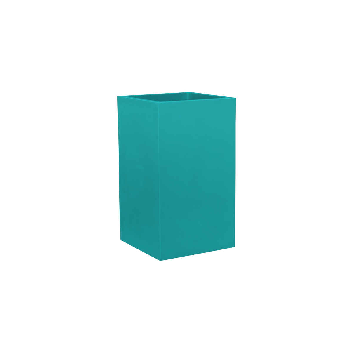 Tolga corner fiberglass planter in Satin Seafoam Green, 16 × 16 × 24 in, studio render