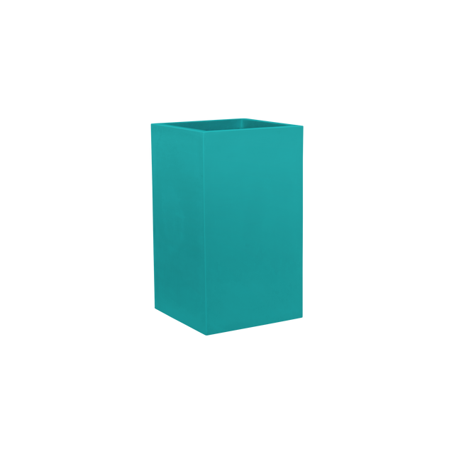 Tolga corner fiberglass planter in Satin Seafoam Green, 16 × 16 × 24 in, studio render