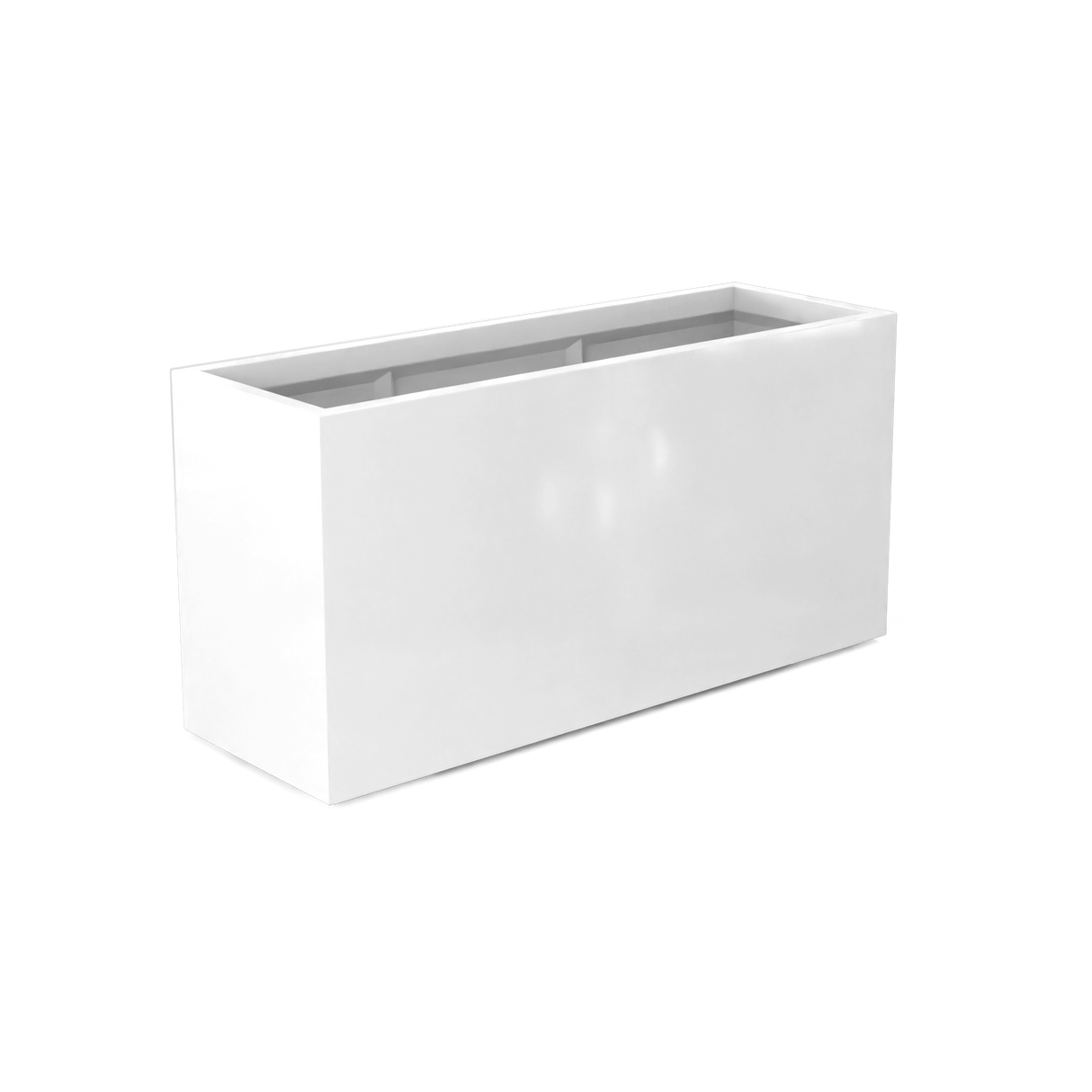 Tolga rectangular fiberglass planter in Gloss Bright White