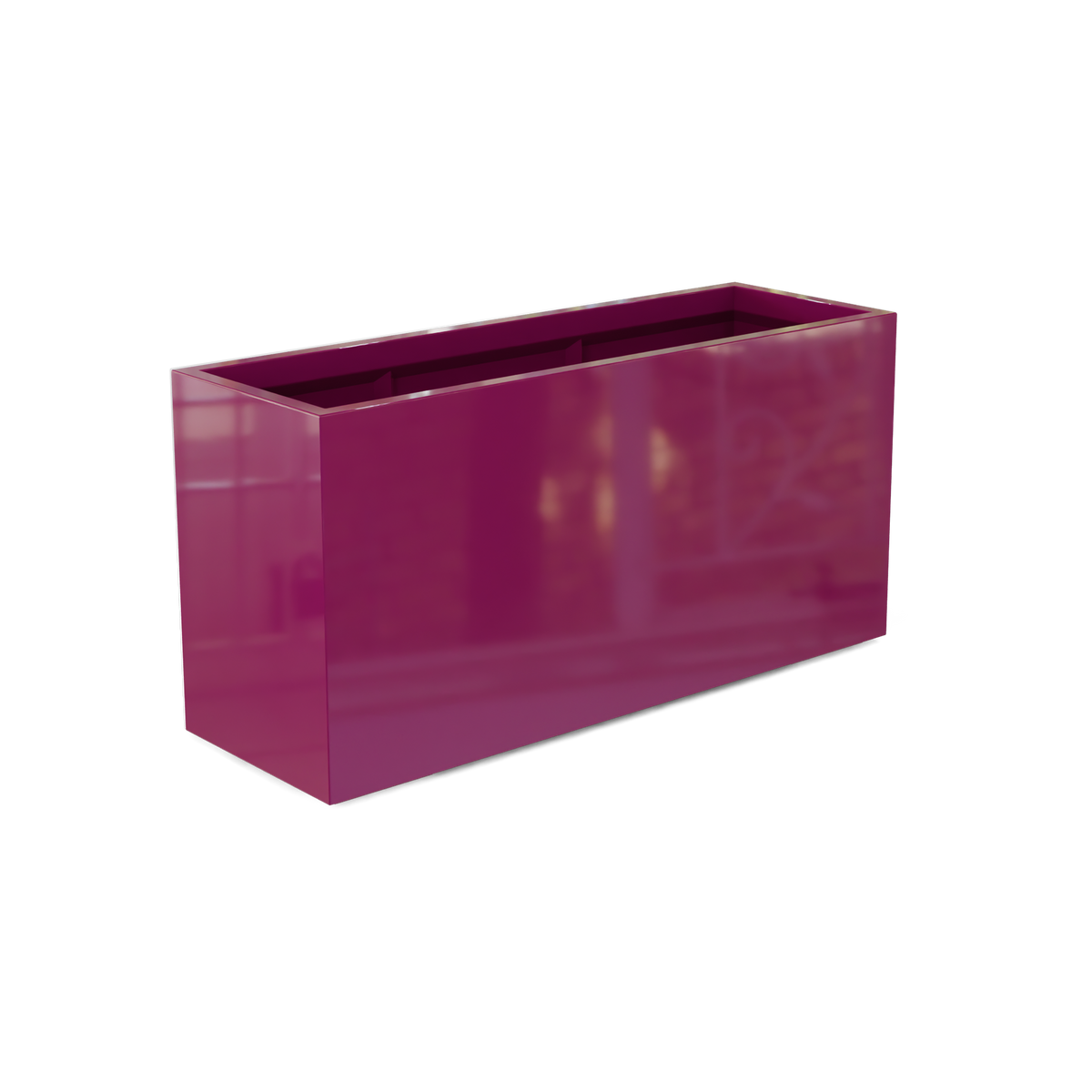 Tolga rectangular fiberglass planter in Gloss Eggplant