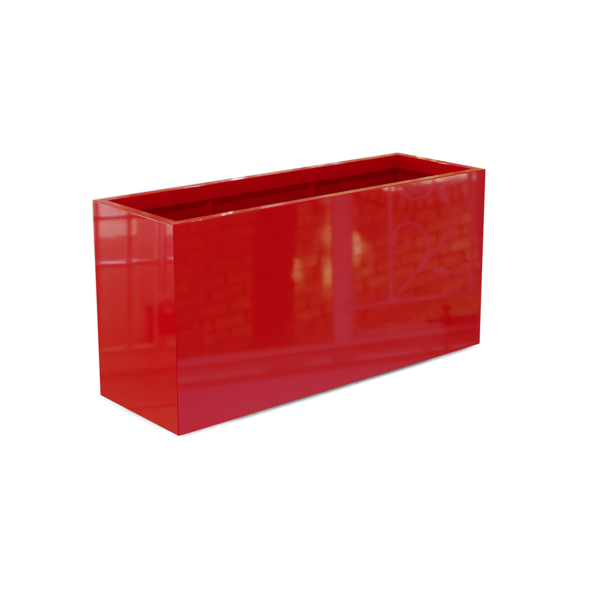 Tolga rectangular fiberglass planter in Gloss Red