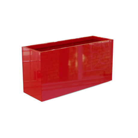 Tolga rectangular fiberglass planter in Gloss Red