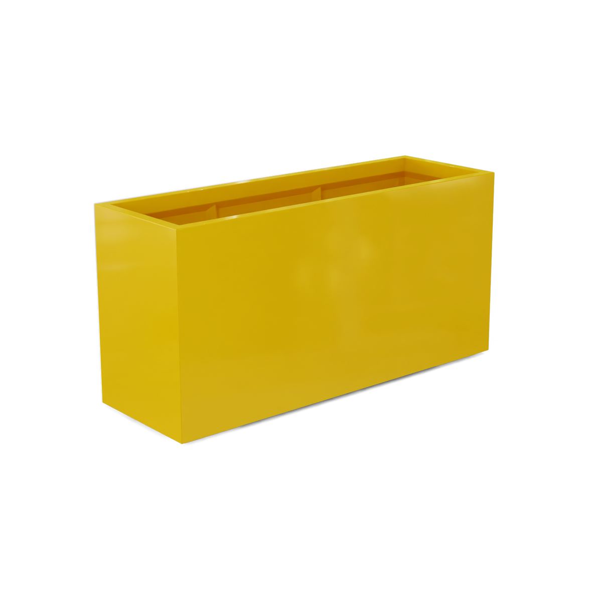 Tolga rectangular fiberglass planter in Gloss Saffron