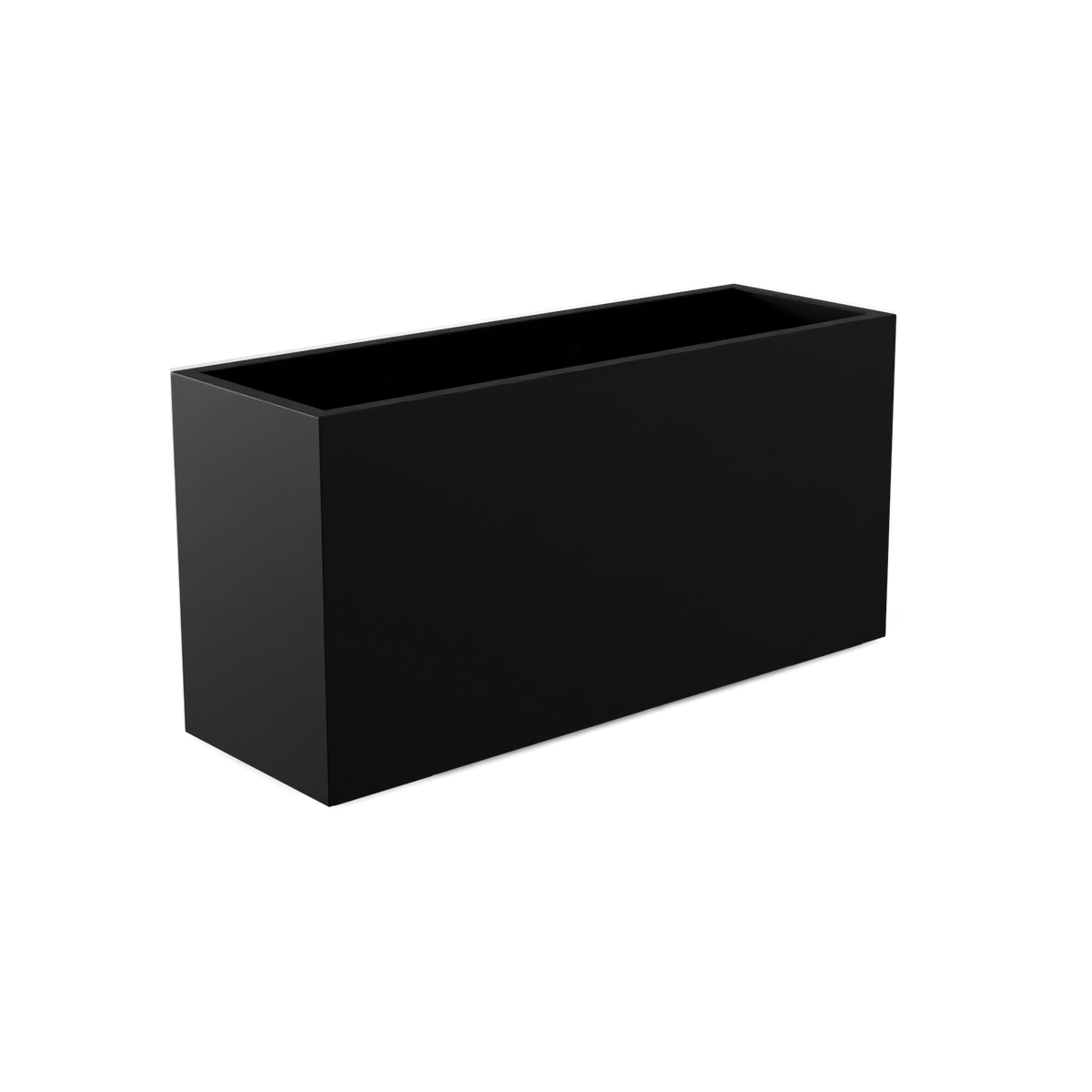 Tolga rectangular fiberglass planter in Matte Black