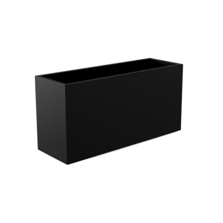 Tolga rectangular fiberglass planter in Matte Black
