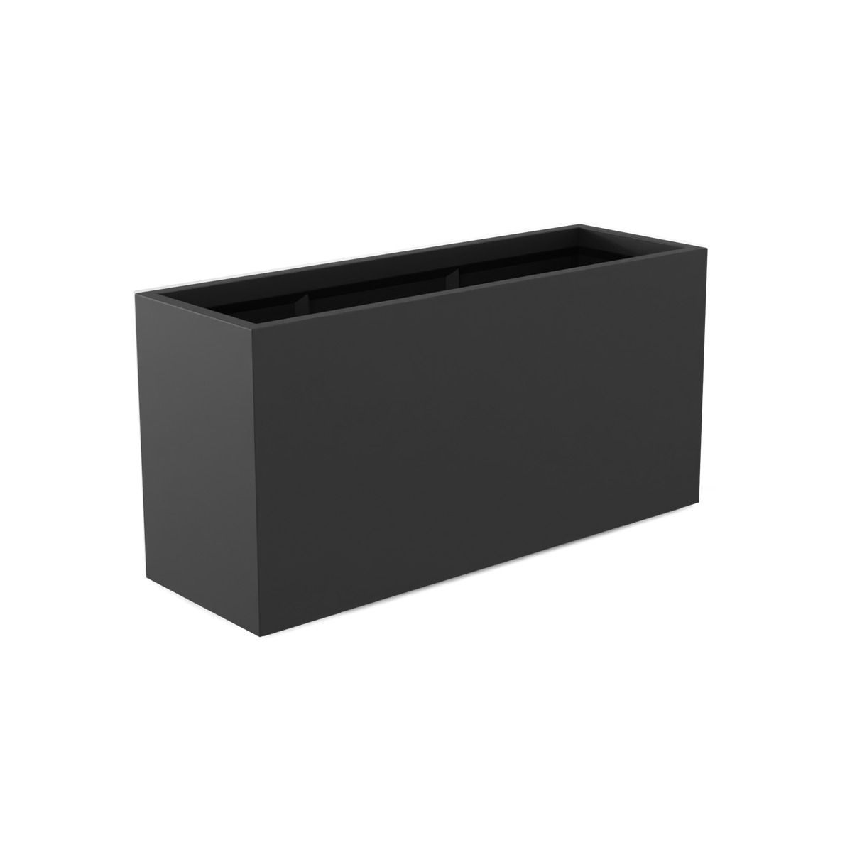 Tolga rectangular fiberglass planter in Matte Charcoal