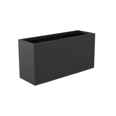 Tolga rectangular fiberglass planter in Matte Charcoal
