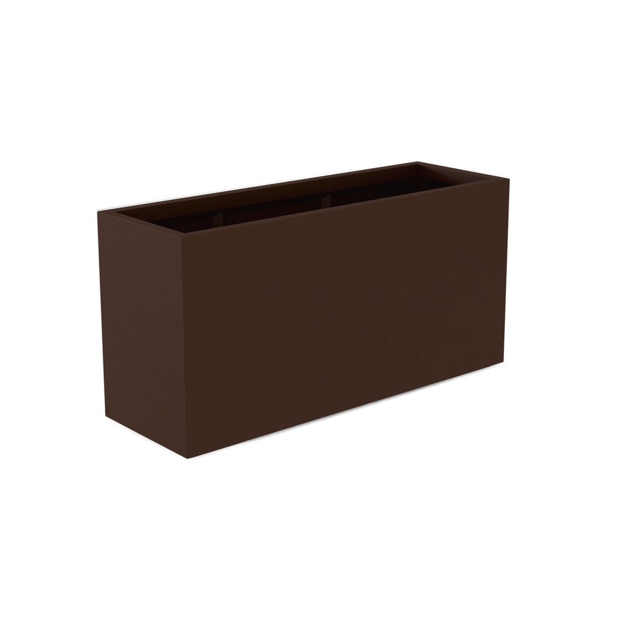 Tolga rectangular fiberglass planter in Matte Dark Brown