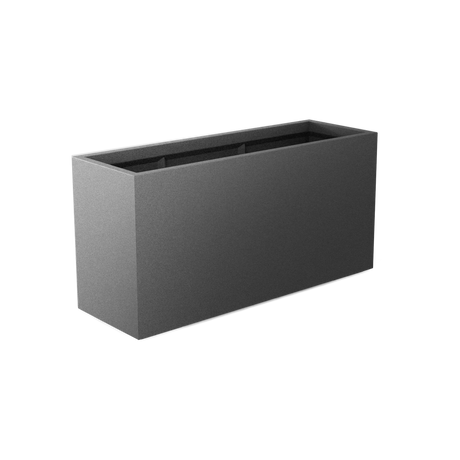 Tolga rectangular fiberglass planter in Matte Gunmetal
