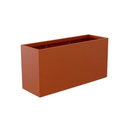 Tolga rectangular fiberglass planter in Matte Terra Cotta