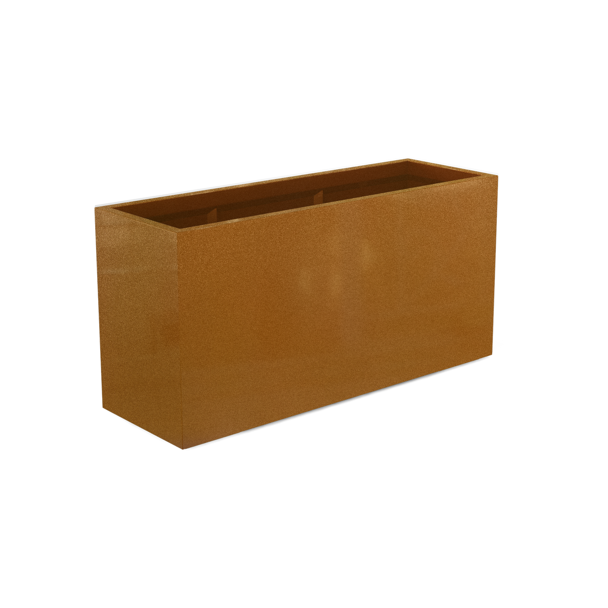 Tolga rectangular fiberglass planter in Metallic Bronze