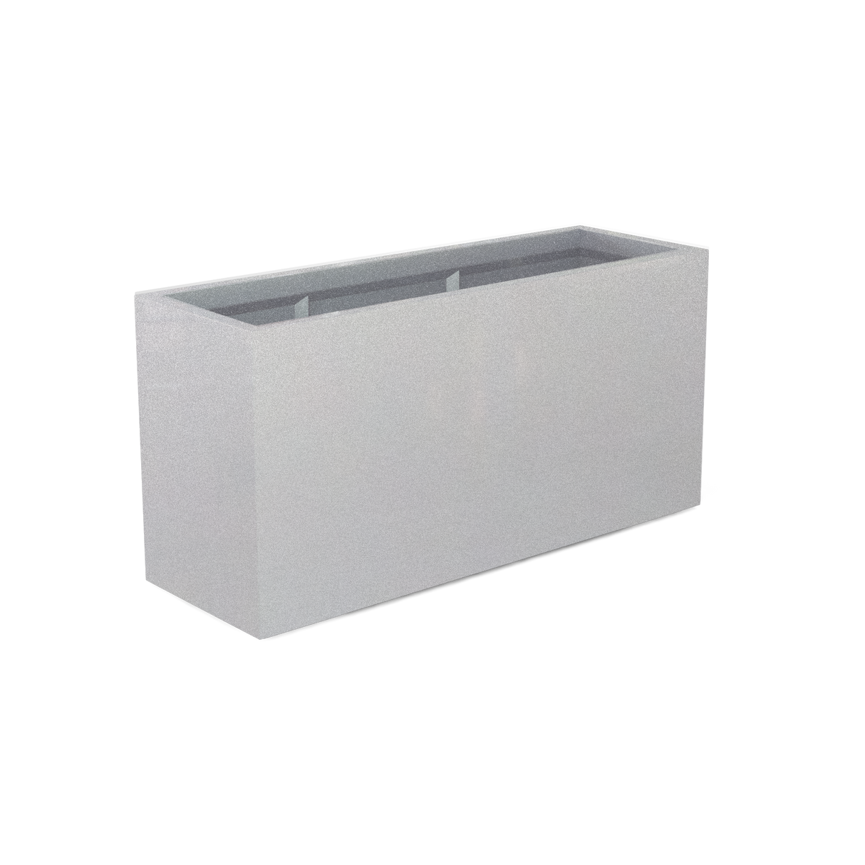 Tolga rectangular fiberglass planter in Metallic Silver