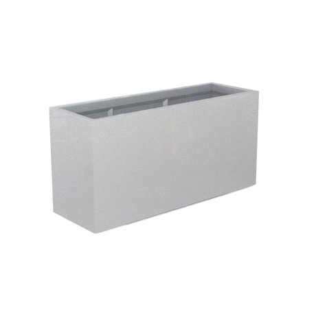 Tolga rectangular fiberglass planter in Metallic Silver