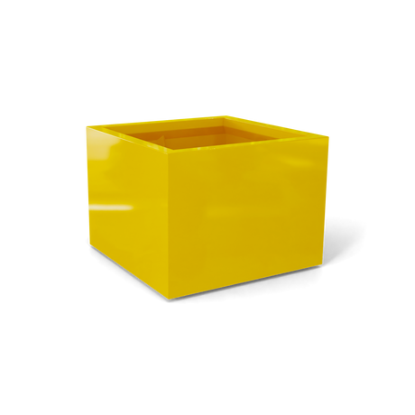 Torino corner fiberglass planter in Gloss Saffron