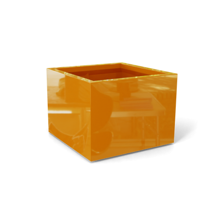 Torino corner fiberglass planter in Gloss Tangerine