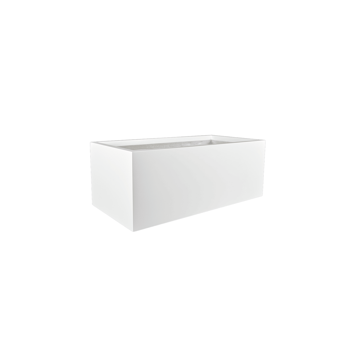 Torino wide rectangular fiberglass planter in Gloss Bright White