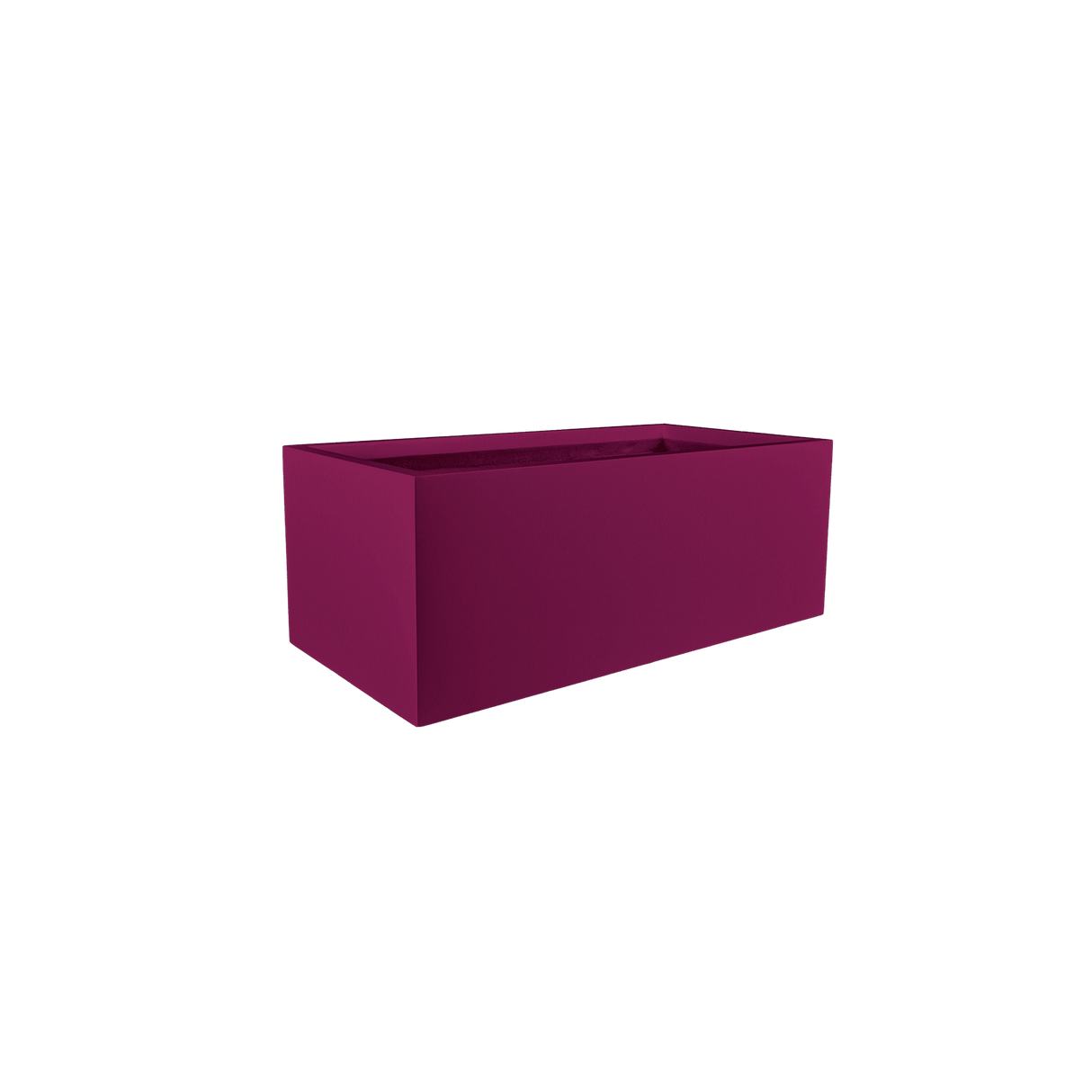 Torino wide rectangular fiberglass planter in Gloss Eggplant