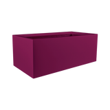 Torino wide rectangular fiberglass planter in Gloss Eggplant, studio render