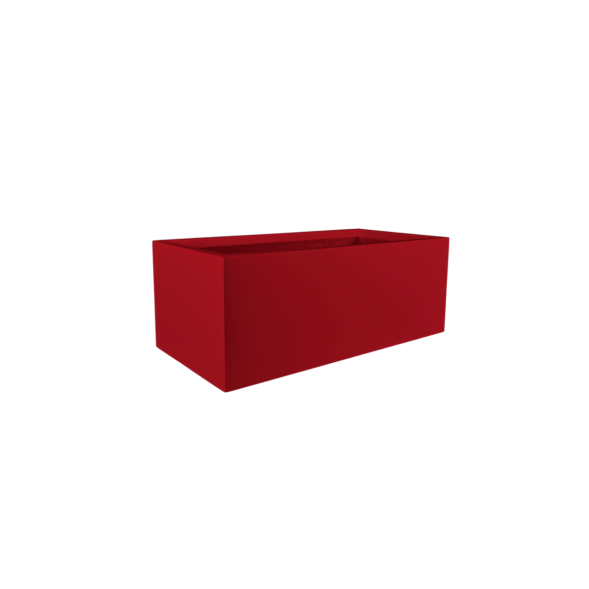 Torino wide rectangular fiberglass planter in Gloss Red