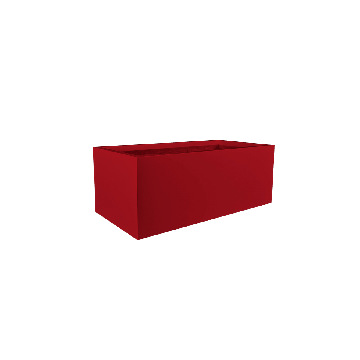 Torino wide rectangular fiberglass planter in Gloss Red
